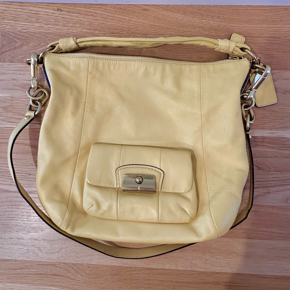 Coach Pale Yellow Leather Shoulder Bag and Crossbody bag